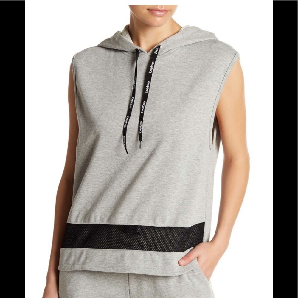 Bebe Sleeveless Logo Hooded Sweatshirt